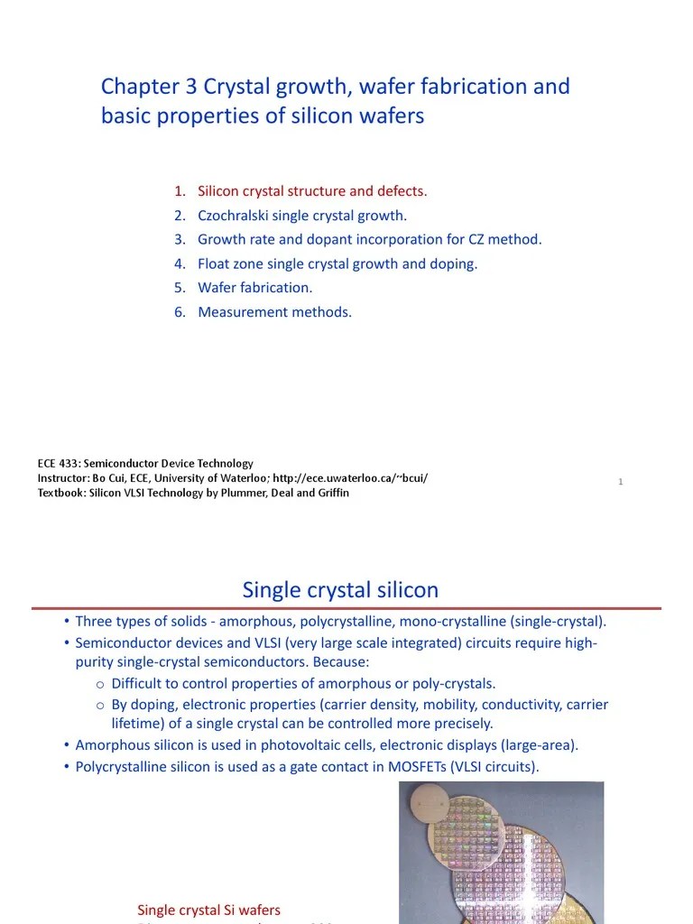 Chapter 3 Crystal Growth, Wafer Fabrication and Basic Properties of Silicon Wafers PDF