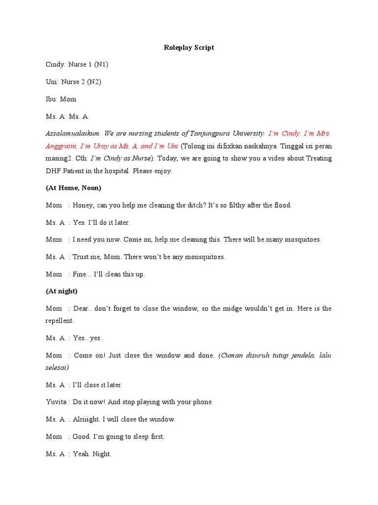 Nursing Roleplay Script PDF Epidemiology Clinical Medicine