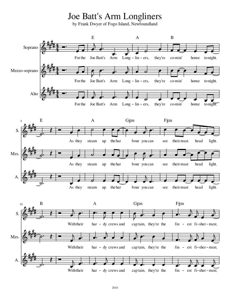 Joe Batt's Arm Longliners PDF Singing Vocal Music