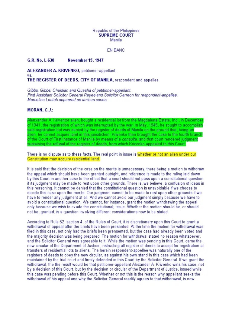 Krivenko v. Register of Deeds OK PDF Statutory Interpretation