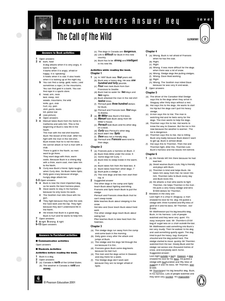 The Call of The Wild. Answer Key | PDF | The Call Of The Wild