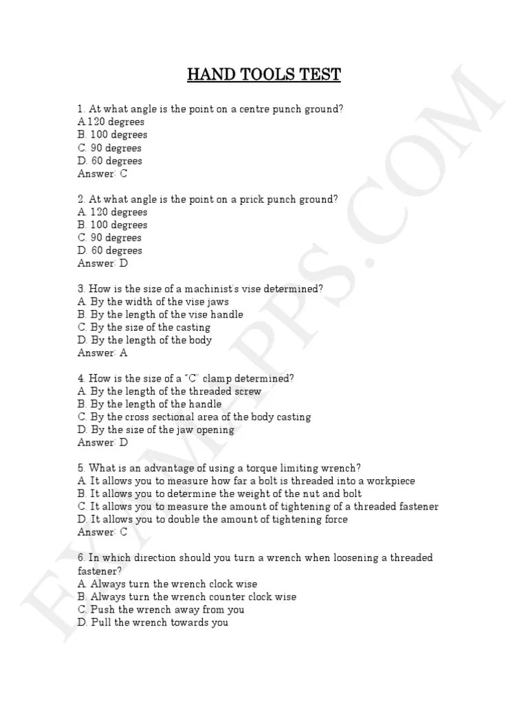 Hand Tools Test 121 PDF PDF Grinding (Abrasive Cutting) Steel