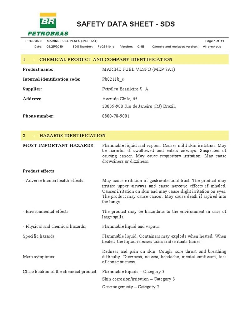 MSDS MARINE FUEL VLSFO DSJ PDF Safety Occupational Safety And