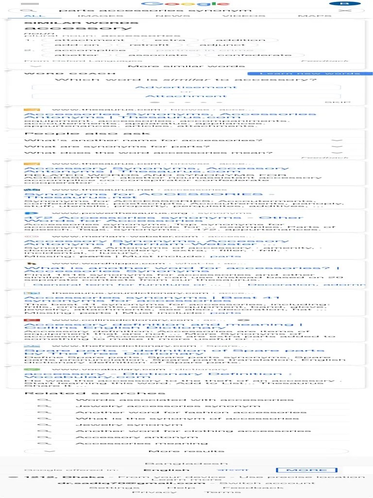 Parts Accessories Synonym Google Search PDF PDF Semiotics Linguistics