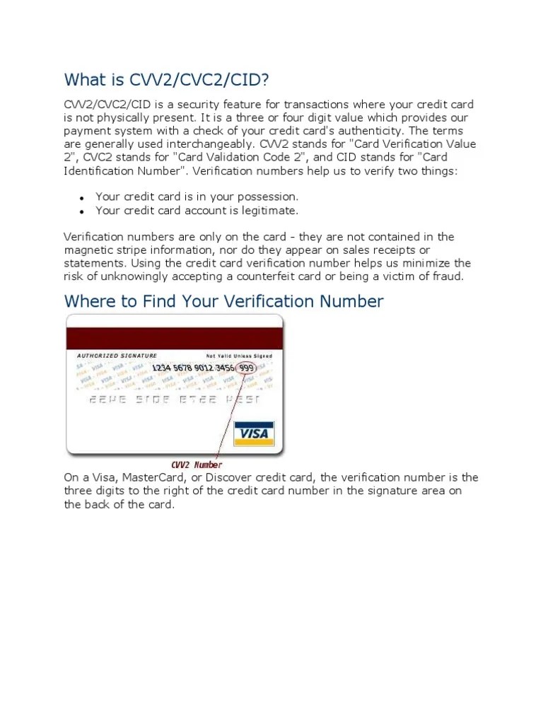 What Is CVV2/CVC2/CID? PDF