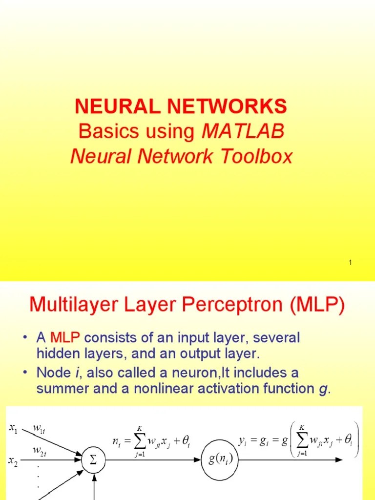 NEURAL NETWORKS Basics using Matlab