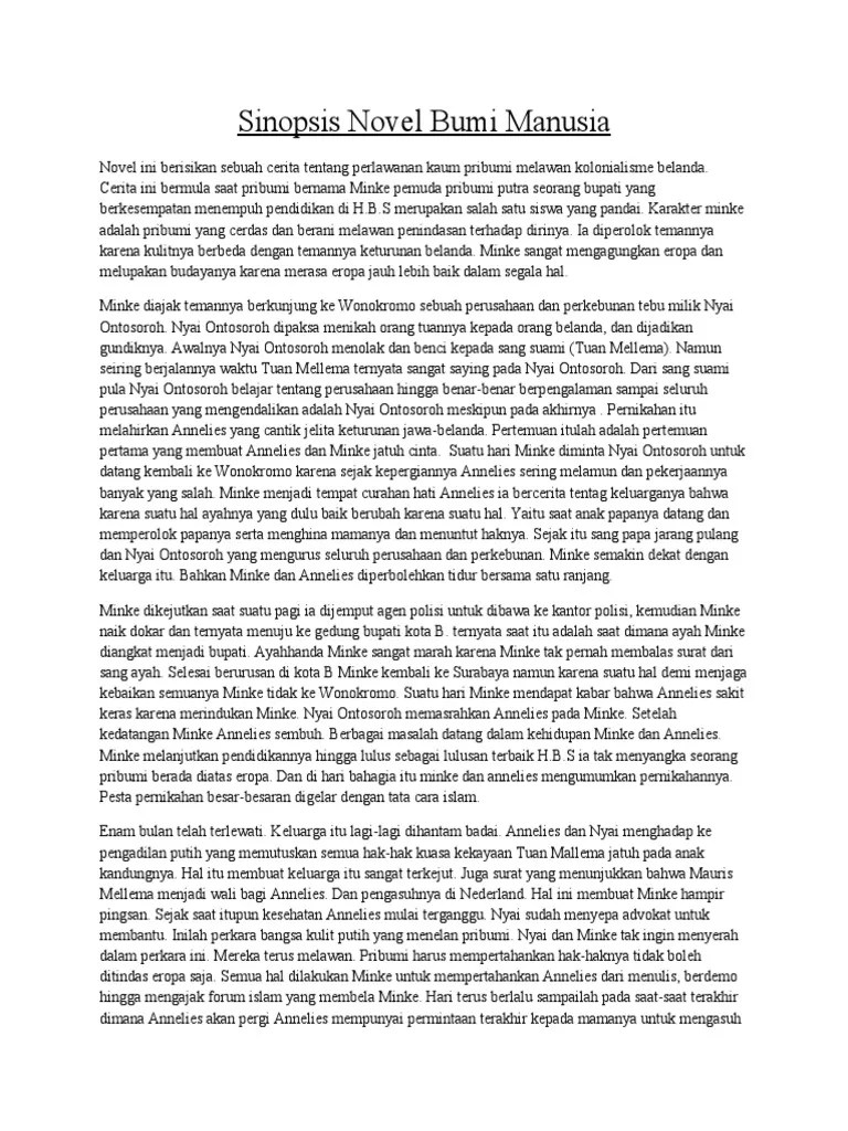 Sinopsis Novel Bumi Manusia | PDF