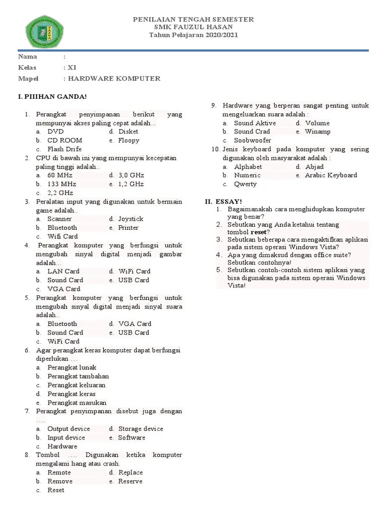 Soal Hardware Komputer | PDF