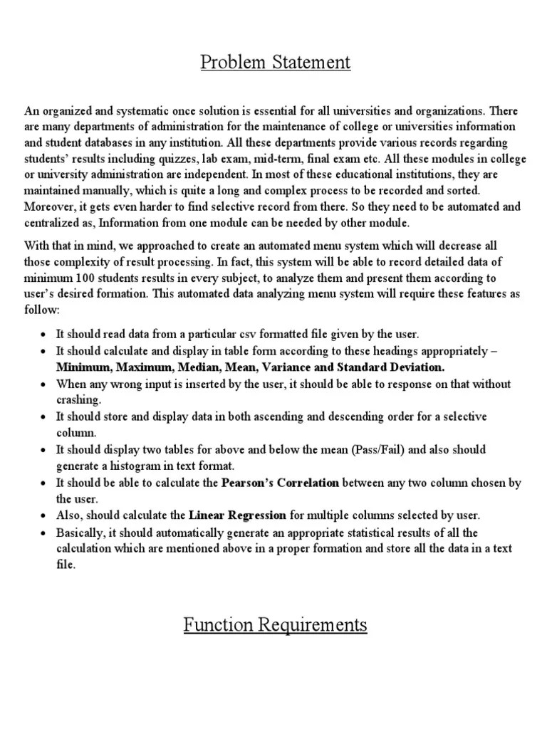 Problem Statement PDF Errors And Residuals Standard Deviation