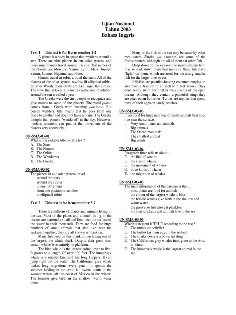 Contoh Soal Un Sma Listening