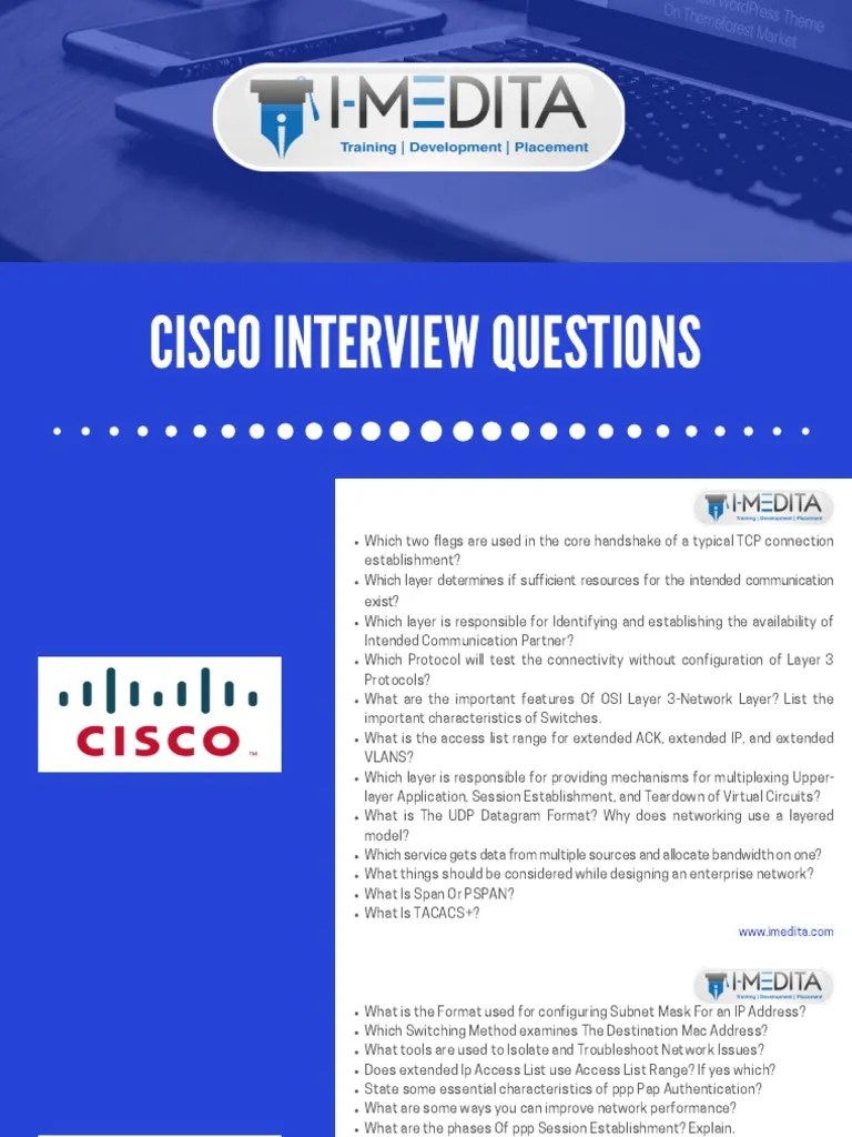 Cisco Networking Interview Questions PDF Protocol Suite