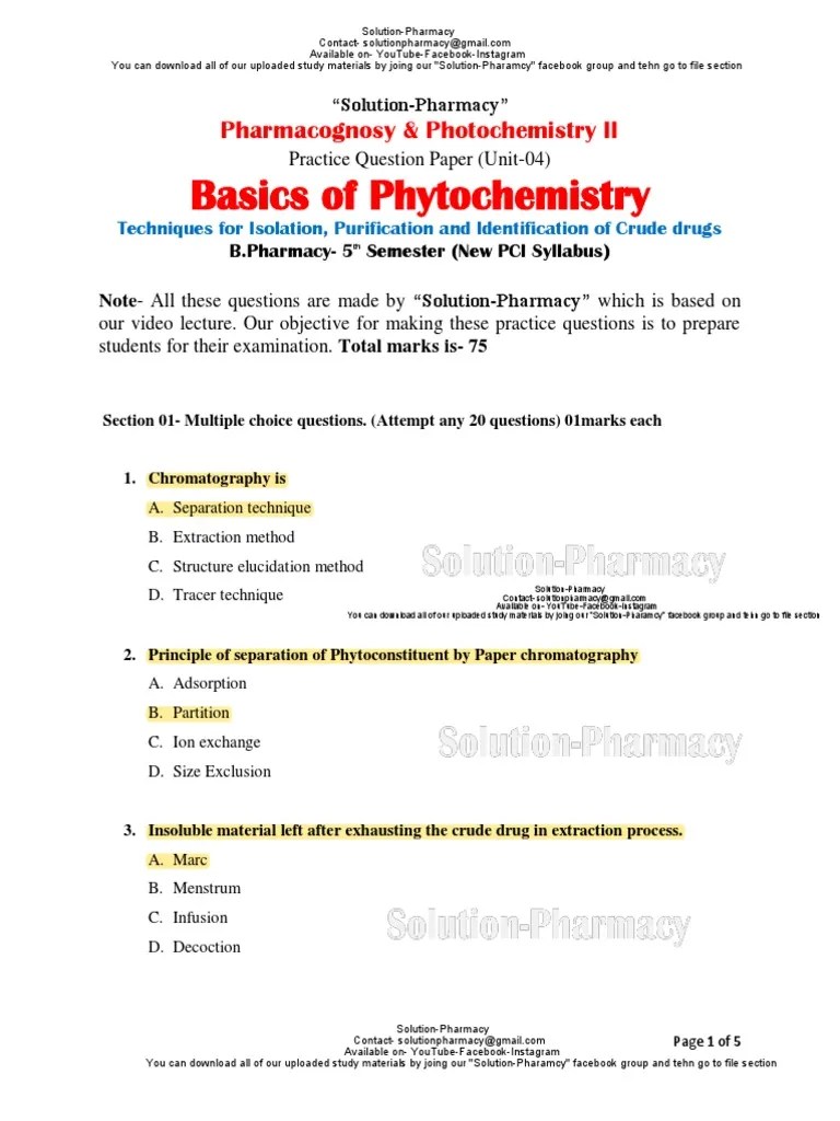 Paper Chromatography Questions And Answers Pdf 47+ Pages Solution Doc