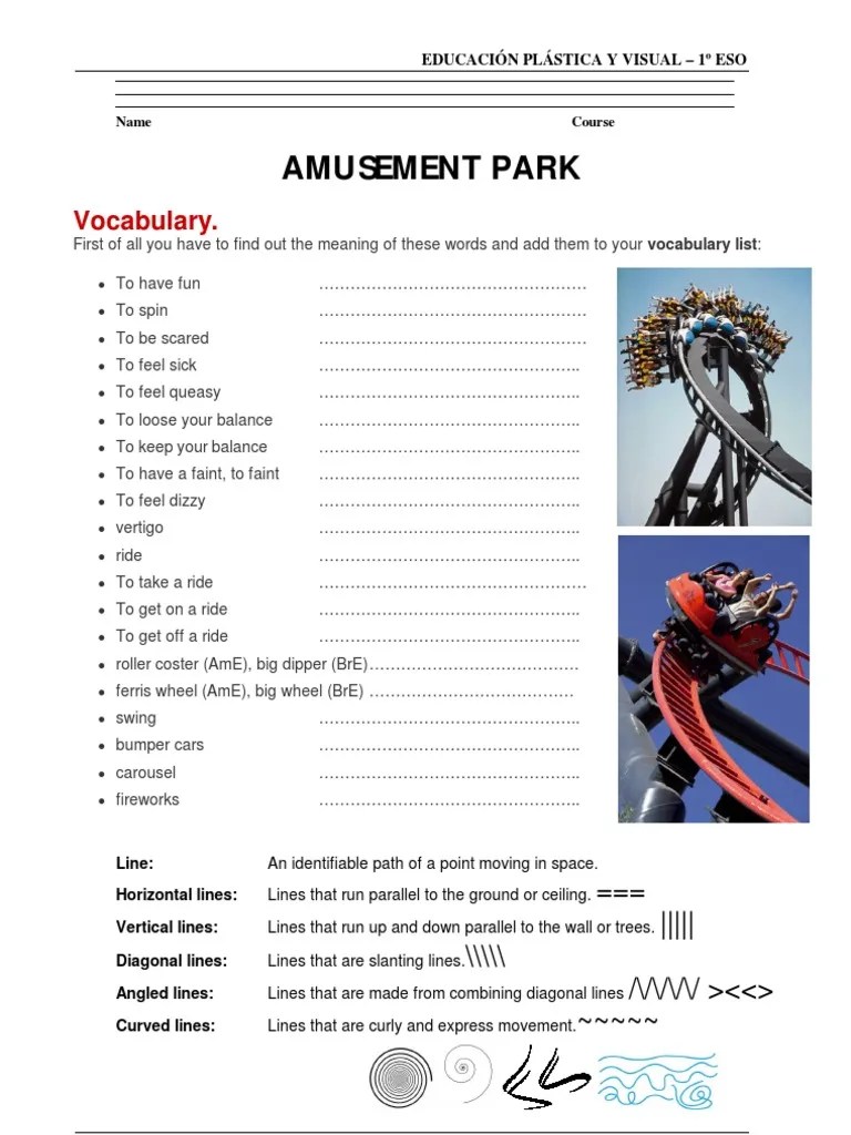 Amusement Park Vocabulary