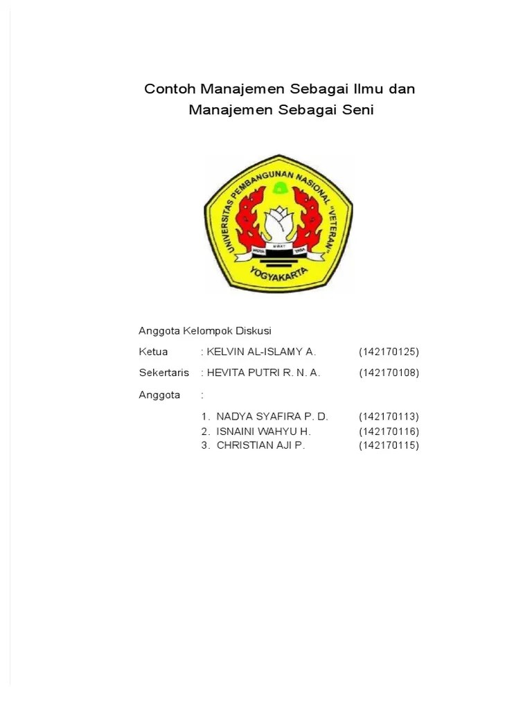 PDF) Contoh Manajemen Sebagai Ilmu Dan Manajemen Sebagai Seni