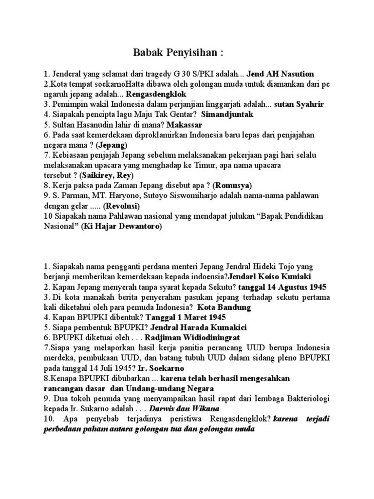 SOAL Cerdas Cermat Hari Pahlawan | PDF