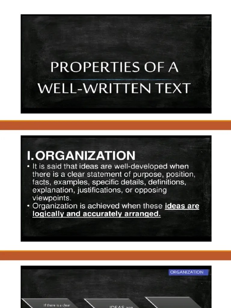 Properties of Well Written Text PDF