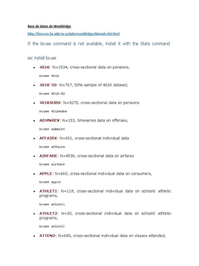 If The Bcuse Command Is Not Available, Install It With The Stata