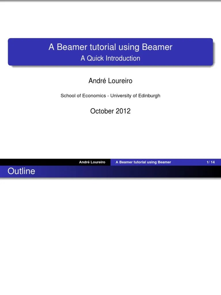 A Beamer Tutorial Using Beamer PDF Application Software Te X