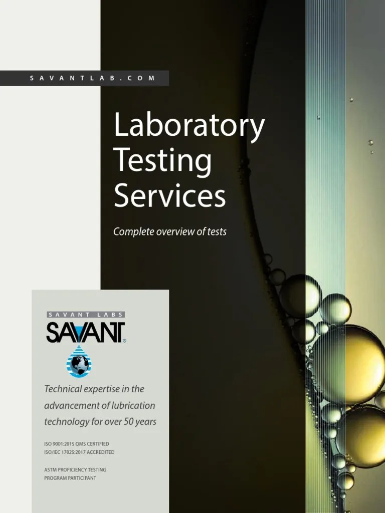 Savant Labs Test List by Category Overview Form No 192D PDF PDF