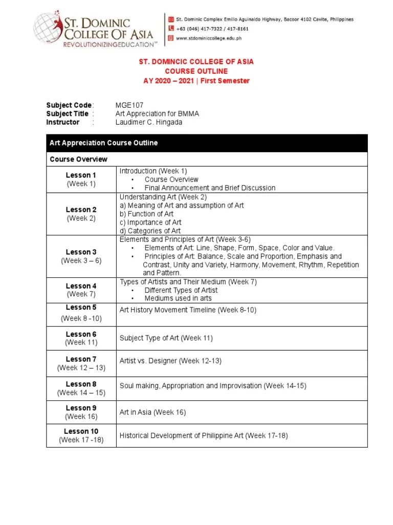Art Appreciation Course Outline PDF