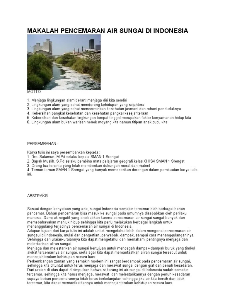 Makalah Pencemaran Air Sungai Di Indonesia | PDF