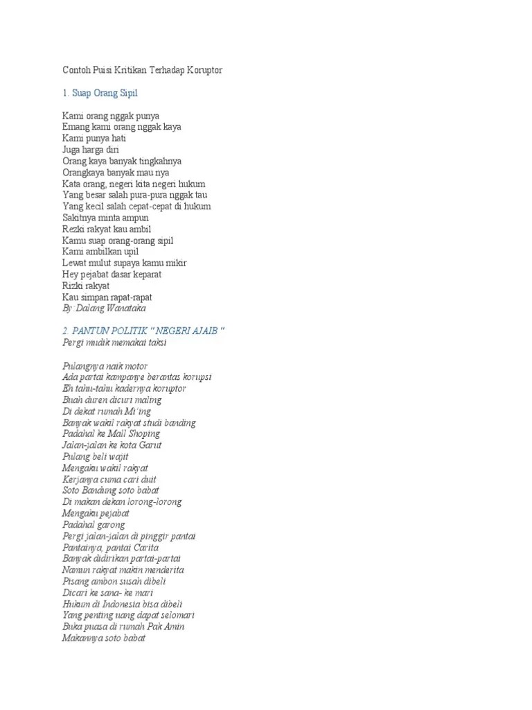 Contoh Puisi Kritikan Terhadap Koruptor | PDF
