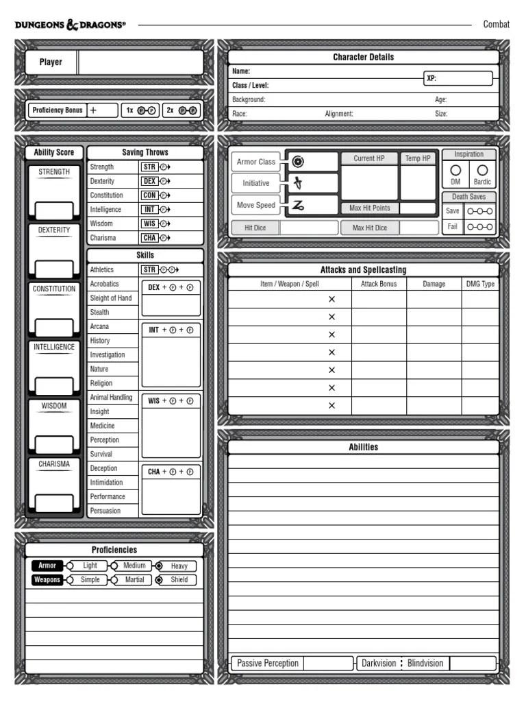 Character Details Player Saving Throws Ability Score PDF Fantasy