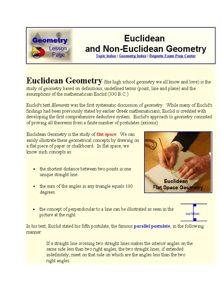 Euclidean and Non Euclidean Geometry PDF Hyperbolic Geometry Geometry
