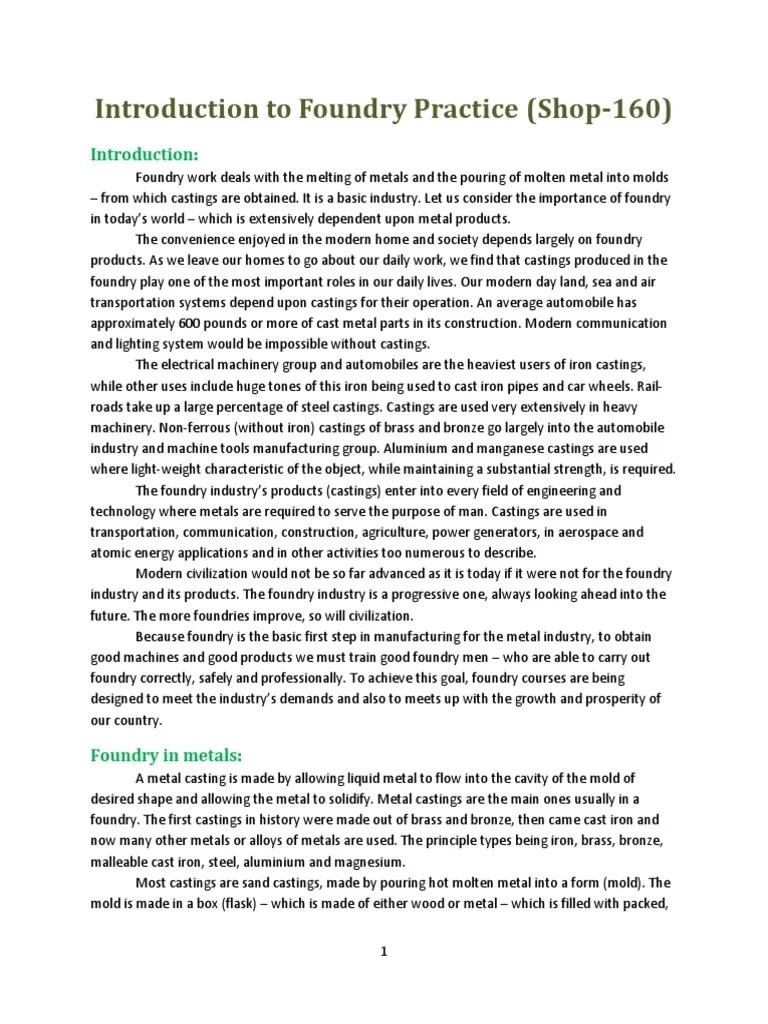 Foundry Notes by Shifty PDF Casting (Metalworking) Foundry