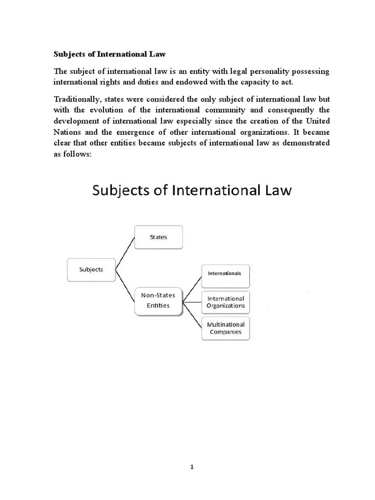Subjects of International Law NonStates Entities PDF