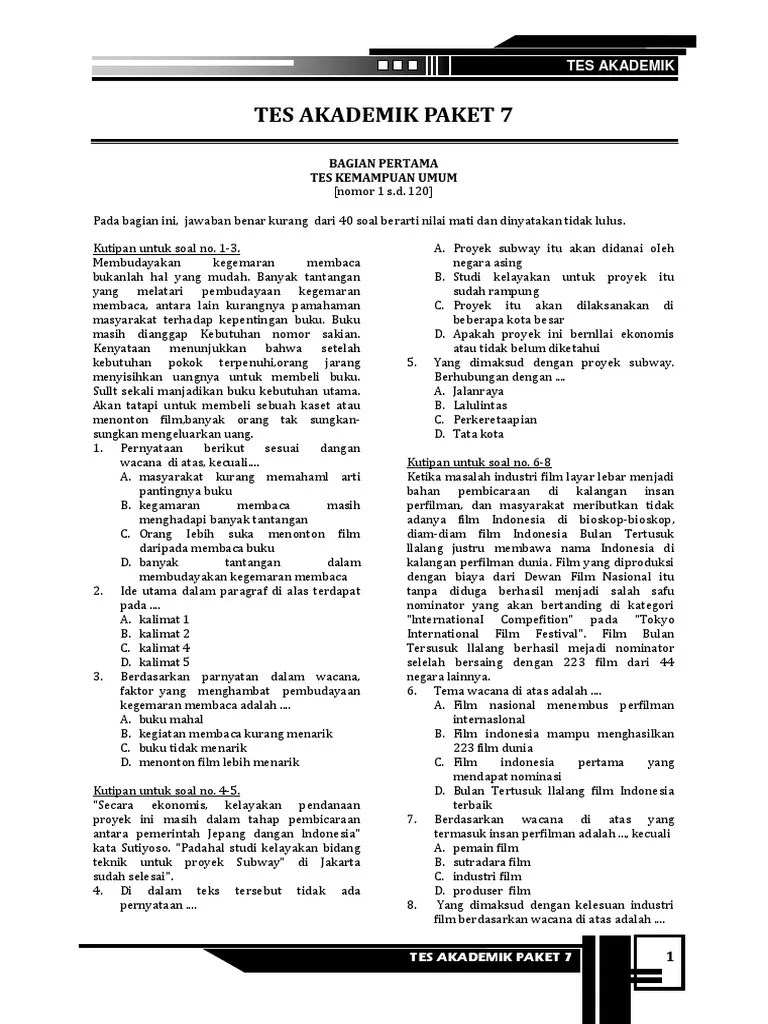 Soal Akademik Paket 7