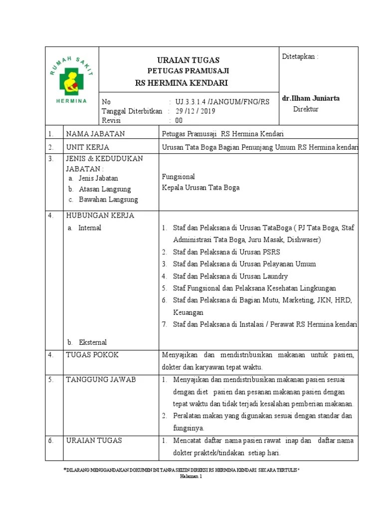 UJ 3.3.1.4 UT Petugas Pramusaji RS | PDF