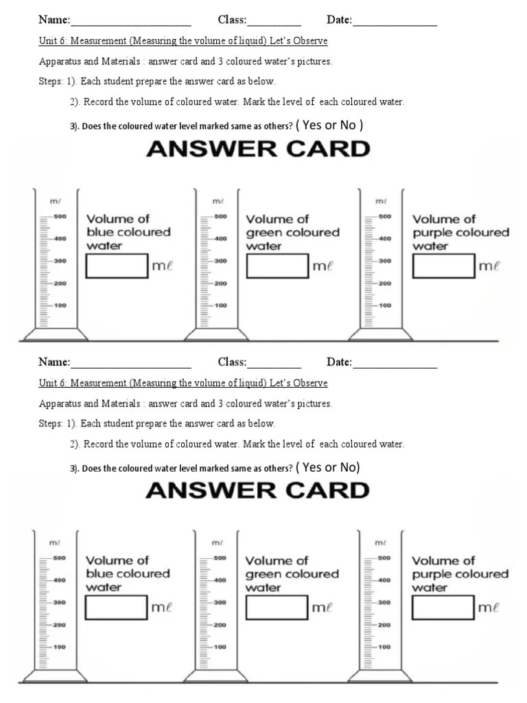Measurement Answer Card | PDF