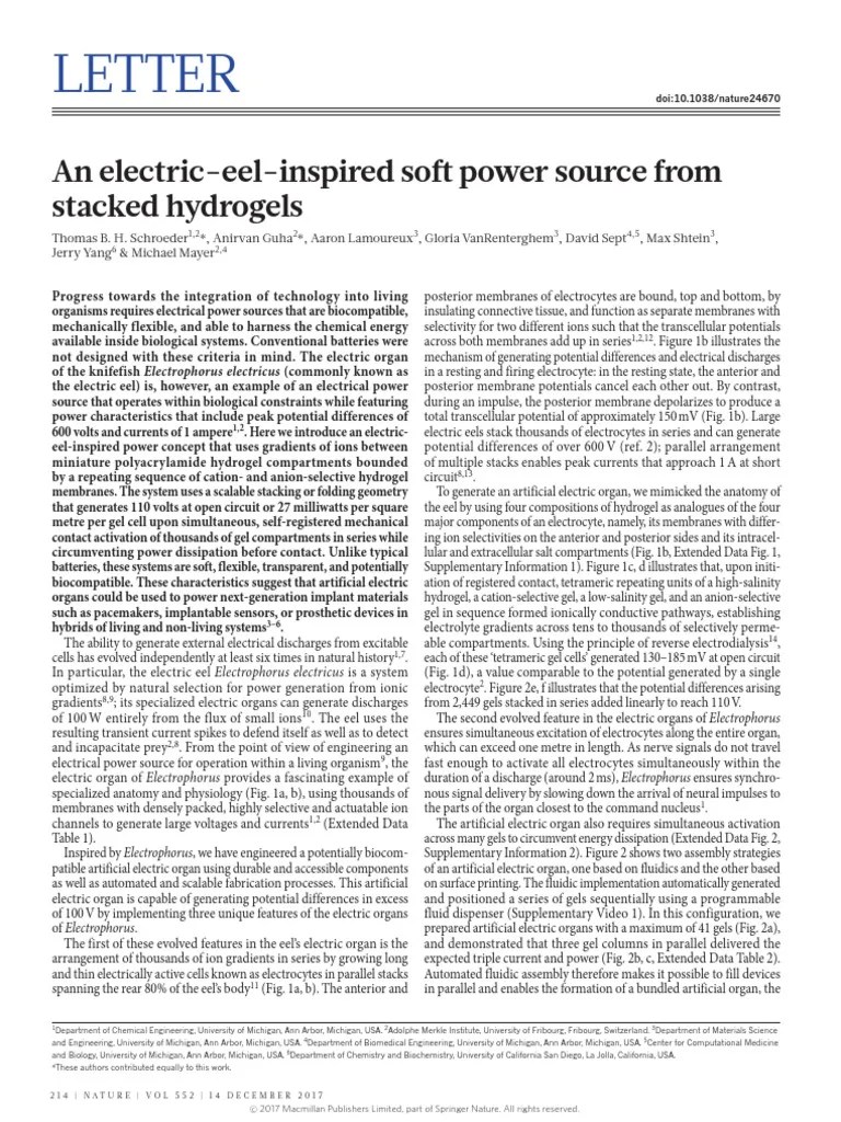 An ElectricEelInspired Soft Power Source From Stacked Hydrogels PDF