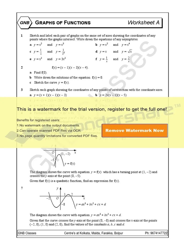 Graphs Worksheet | PDF | Cartesian Coordinate System | Tangent