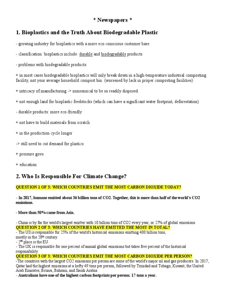 Newspapers 1. Bioplastics and The Truth About Biodegradable Plastic
