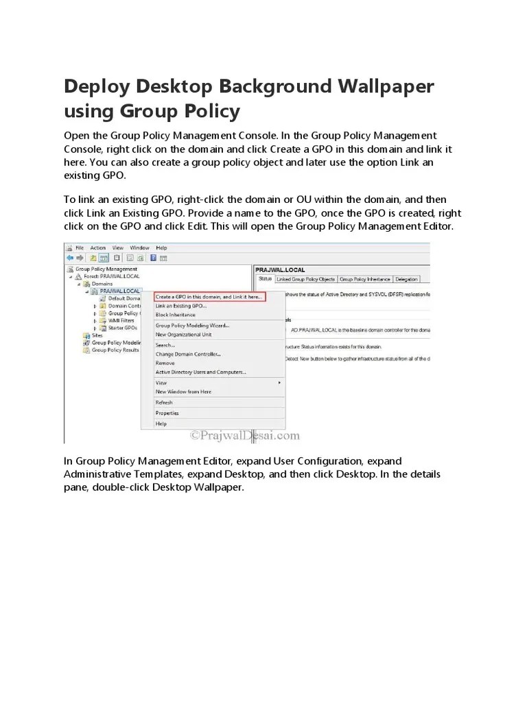 Deploy Desktop Background Wallpaper Using Group Policy PDF