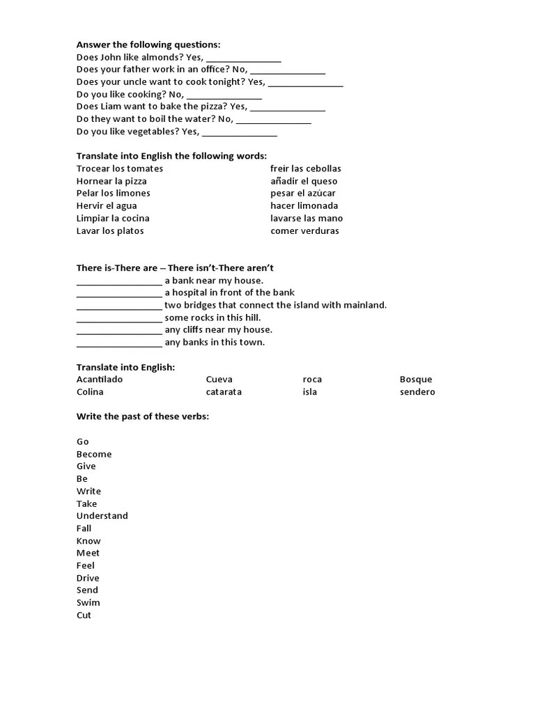 English Unit 5. Activities PDF