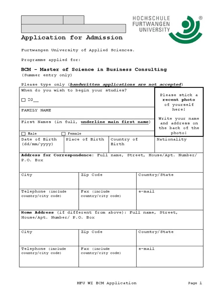 BCM Application Form PDF PDF Learning