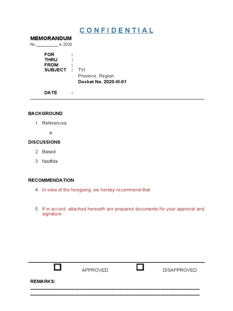 Confidential Memorandum PDF