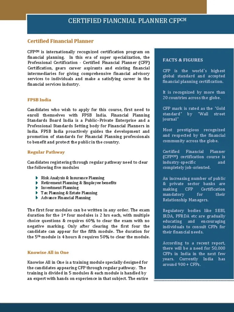 Certified Financial Planner Professional Certification