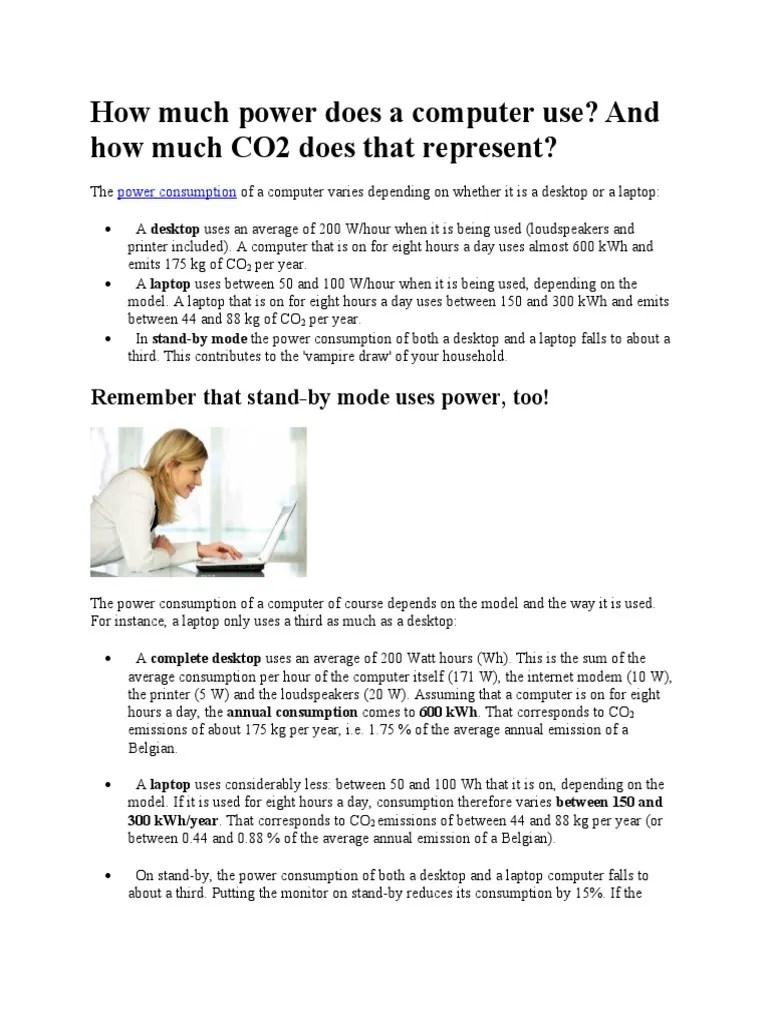 How Much Power Does A Computer Use PDF Kilowatt Hour Watt