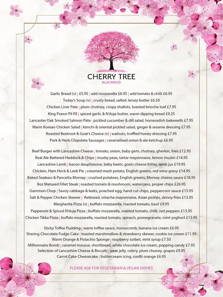 Cherry Tree Main Menu 27th Oct 20 Pickled Cucumber French Fries