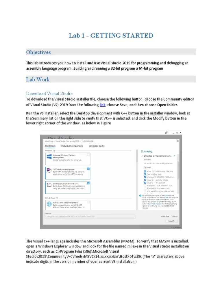 Lab 01 Getting Started PDF Microsoft Visual Studio 64 Bit