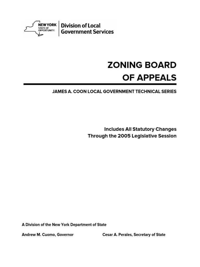 Zoning Board of Appeals Includes All Statutory Changes Through The 2005 Legislative Session