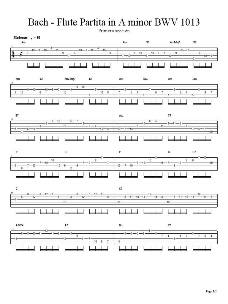 Bach Flute Partita in A Minor BWV 1013 PDF Suites Baroque Music
