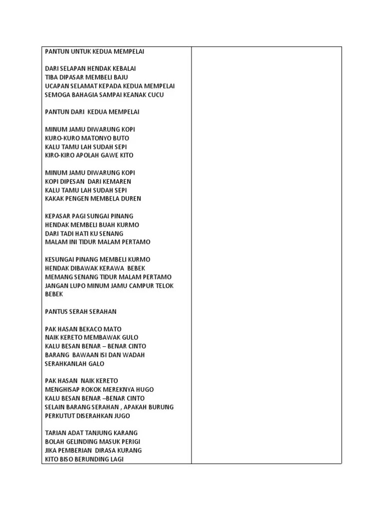 Pantun Untuk Kedua Mempelai | PDF