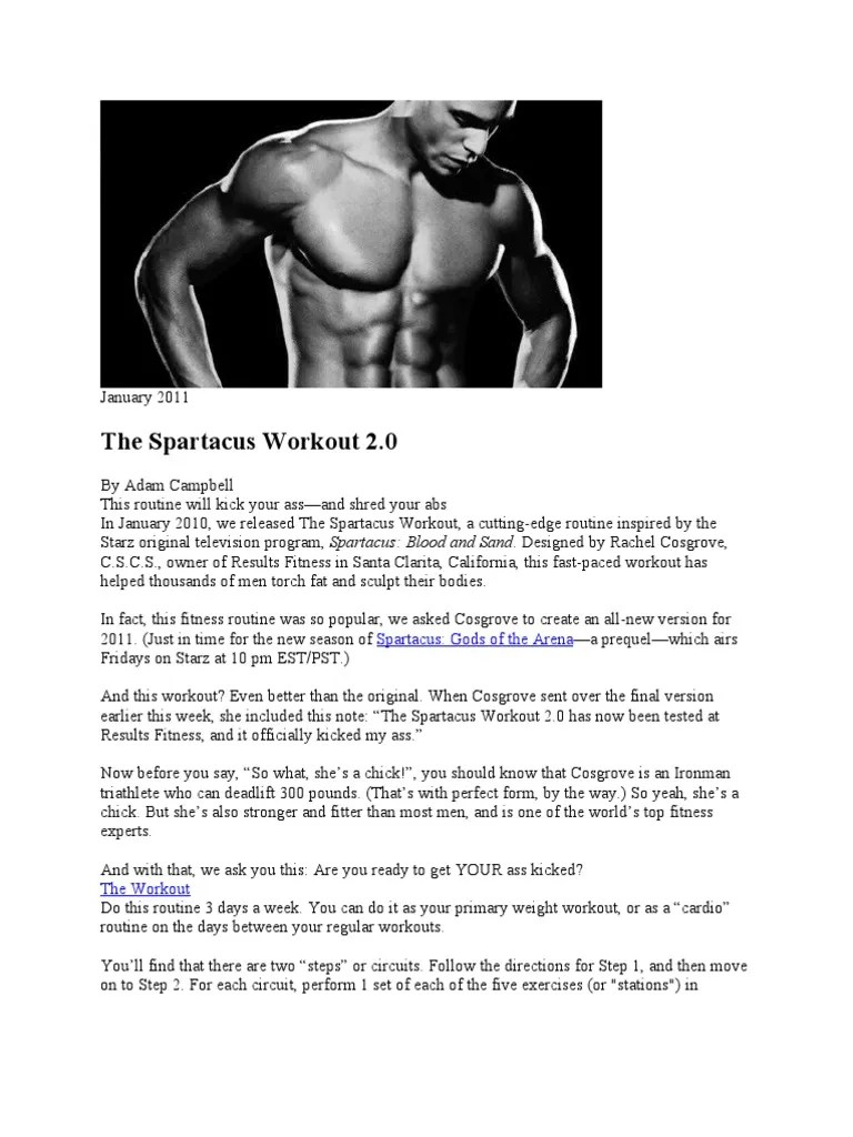 The Spartacus Workout 2.0 Human Anatomy Weightlifting