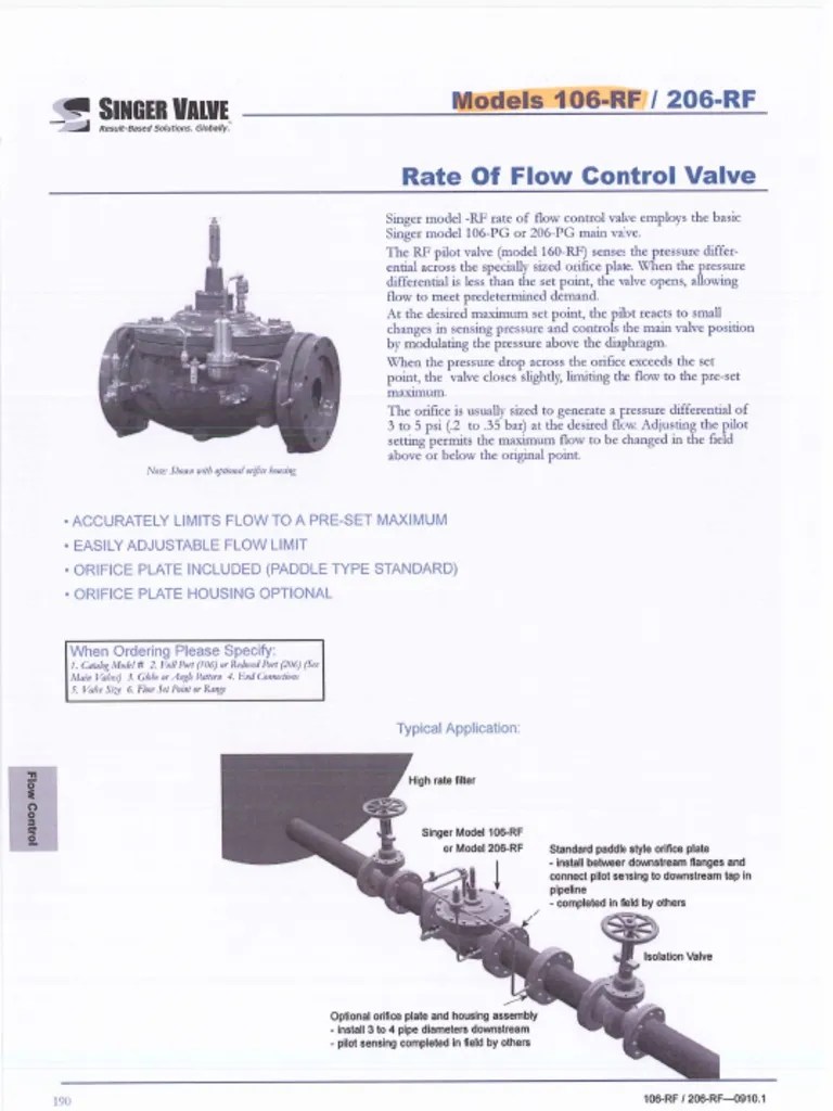 SINGER Constant Flow Valve PDF