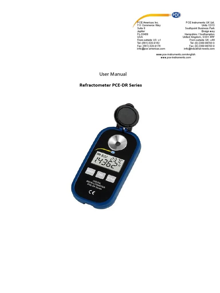 Manual Refractometer Pce DR Series en 1063165 PDF Nature